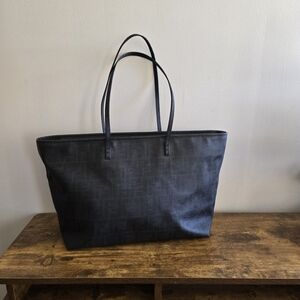 Fendi Black Leather-Trim Tote